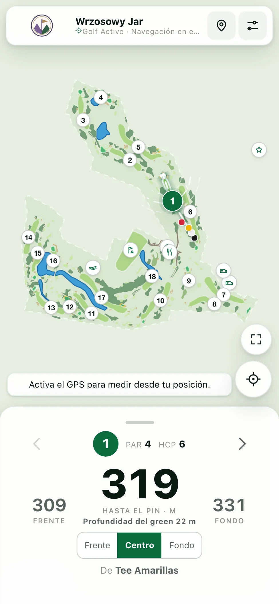 Vista de todo el campo con los 18 hoyos