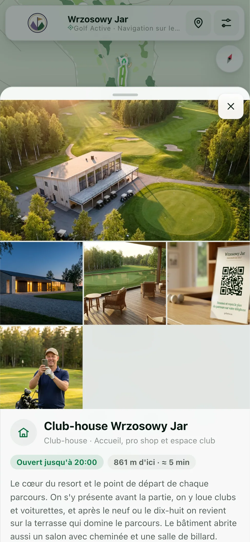 Fiche d'un lieu&nbsp;: le clubhouse avec galerie photo, horaires d'ouverture et distance depuis le joueur